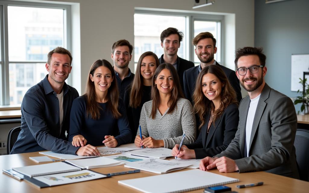 Equipo creativo de Lumbrella Studio en el estudio